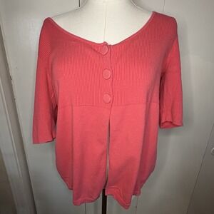 Ann Taylor LOFT Sweater Women's Medium Pink Button Up Cardigan 3/4 Sleeve